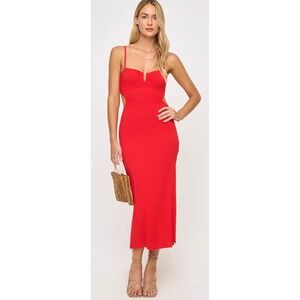 NWT L*Space Cameron Ribbed Midi Dress Cutout U Wire Red X-Large